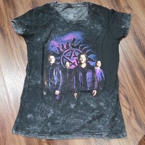 Supernatural Sam, Dean, Castiel, And Crawley Mineralwash Tee Size Small